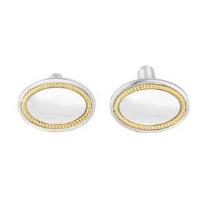 Sterling Silver, 18K Gold Oval Cufflinks